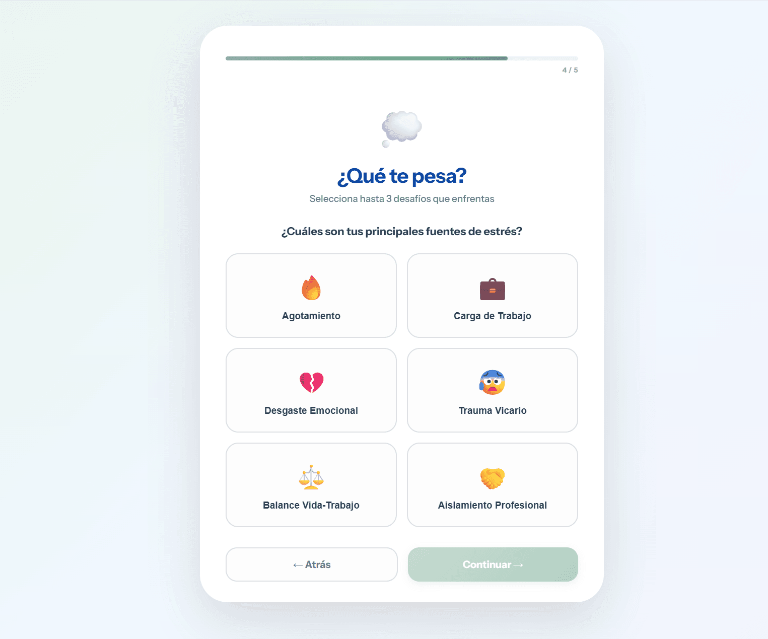 Selección de las principales fuentes de estrés en el onboarding
