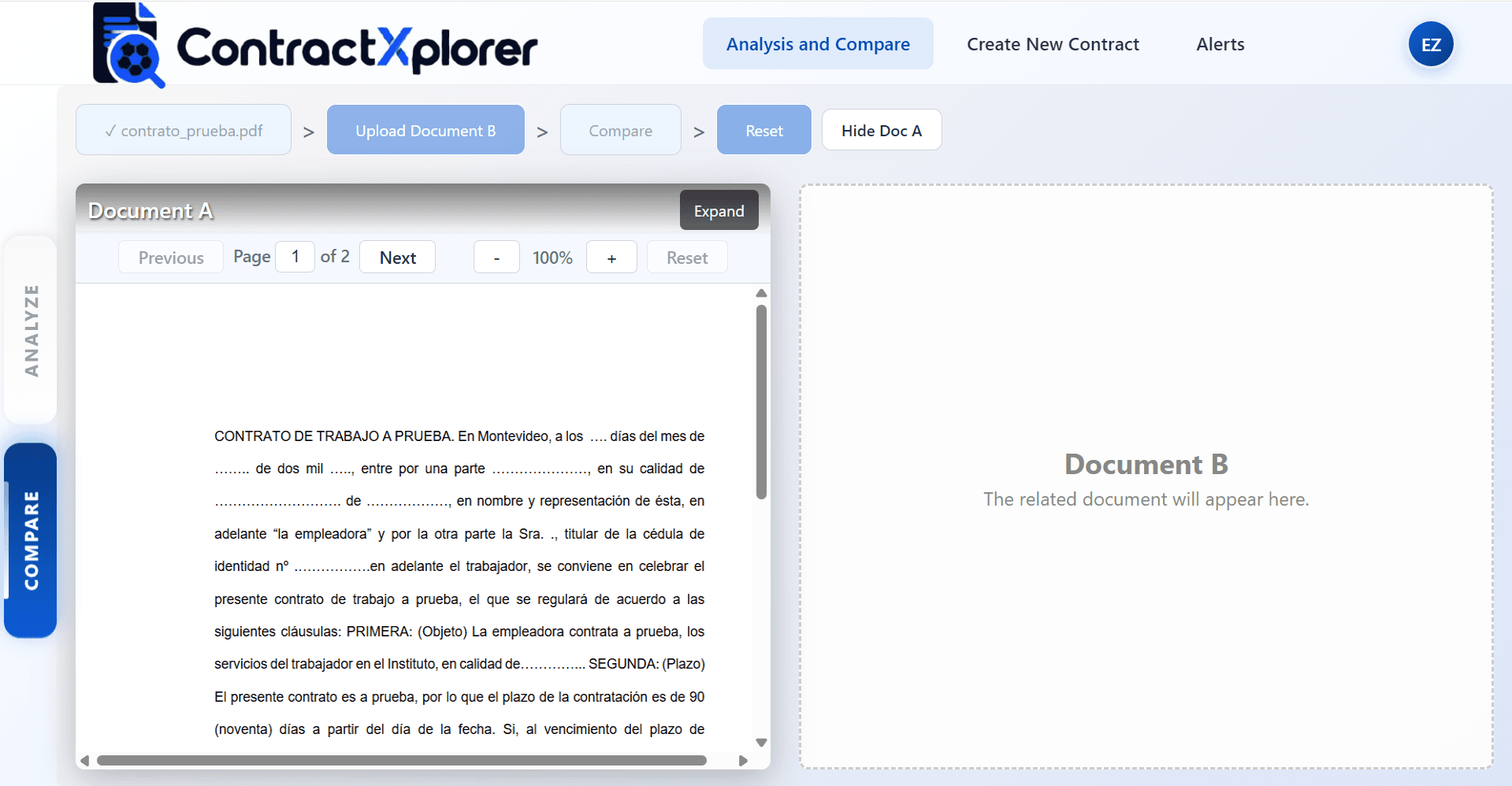 Análisis y comparación de dos documentos de contrato