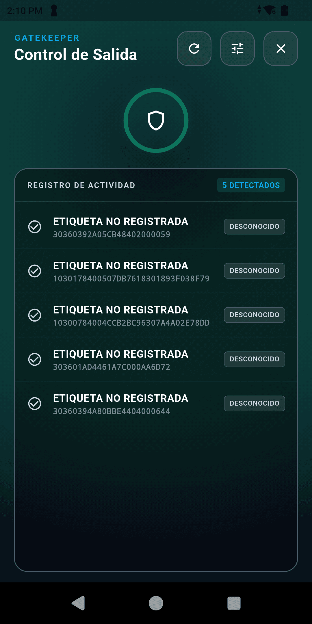 Control de salida (gatekeeper) con detección de etiquetas RFID