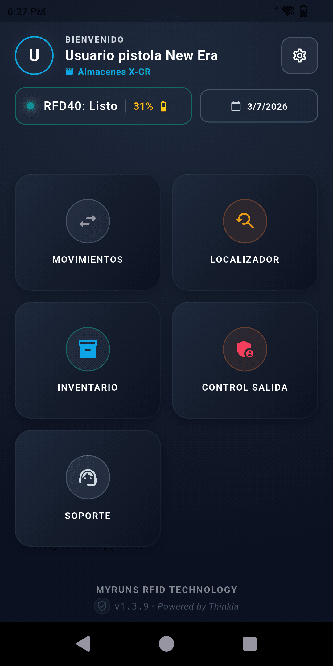 Captura del proyecto MyRuns — App RFID para Zebra