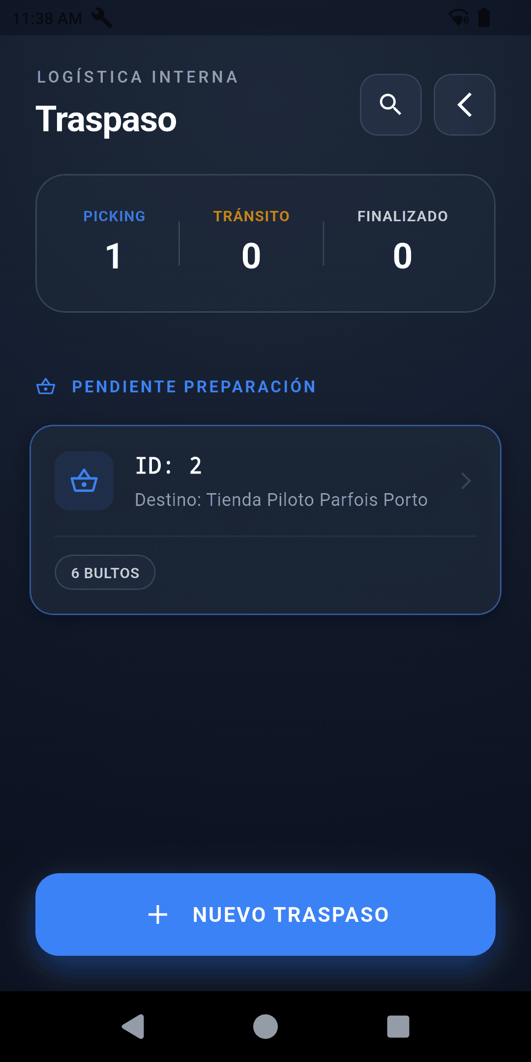Traspaso de logística interna entre tiendas
